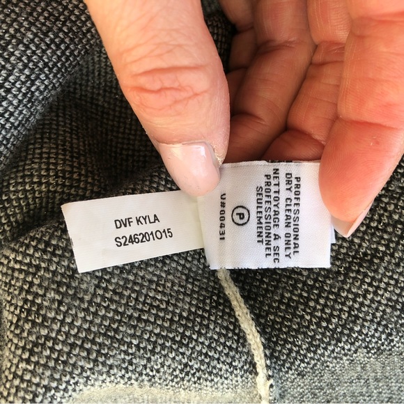 DVF Diane Von Furstenberg Cream, grey & black wrap sweater small Wool Wr… - Picture 9 of 12